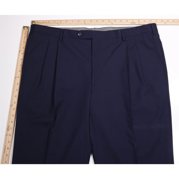Ravazzolo Dress Pants Navy Blue Wool Pleated Handmade Trousers 42x31 - Picture 4 of 7
